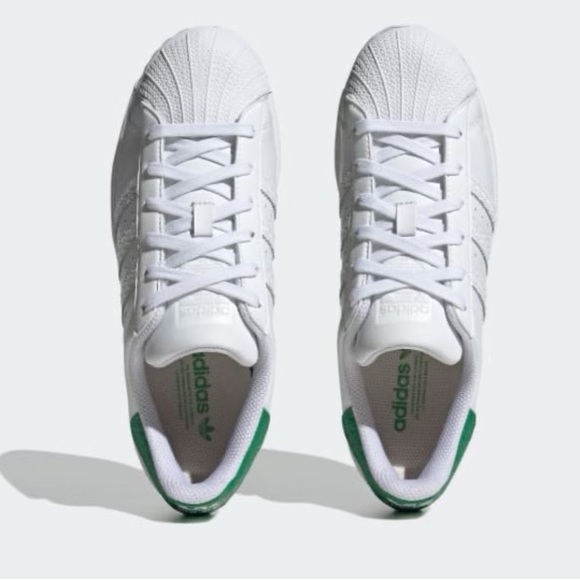 Adidas Superstar Originals Classic Shell-toe Cloud White Green Size 6 - Picture 2 of 11